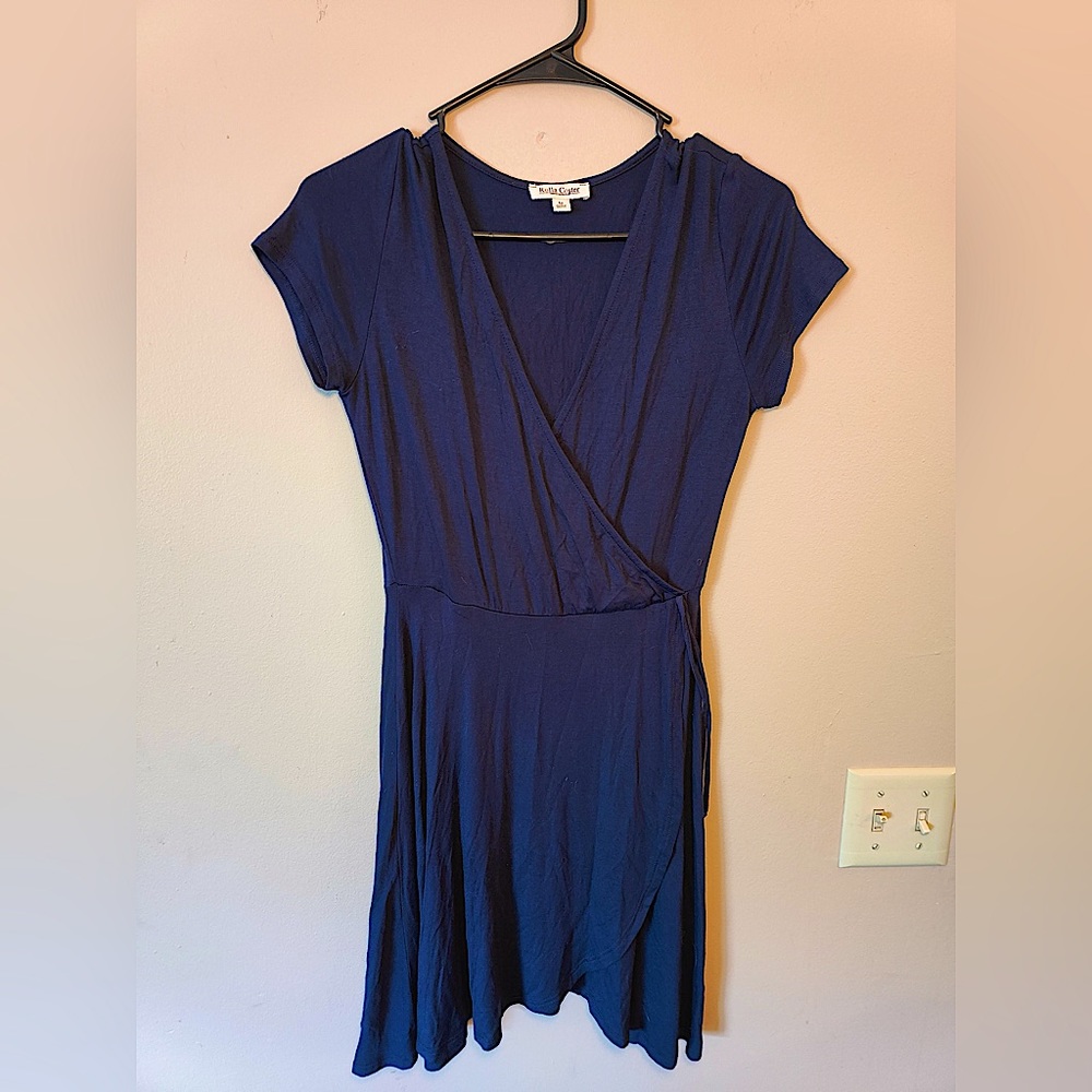 Navy Blue Wrap Dress
